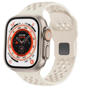 Silicone sport Apple Watch band with breathable perforated design